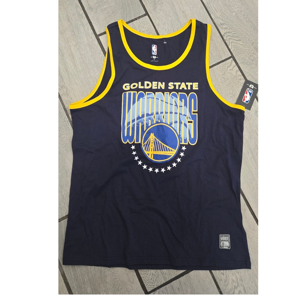 NBA Golden State Warriors Tank Top Mens Large Navy Blue Reigning Champ VXMH235S